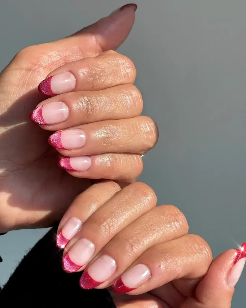 velvet twinkle red french tip nails