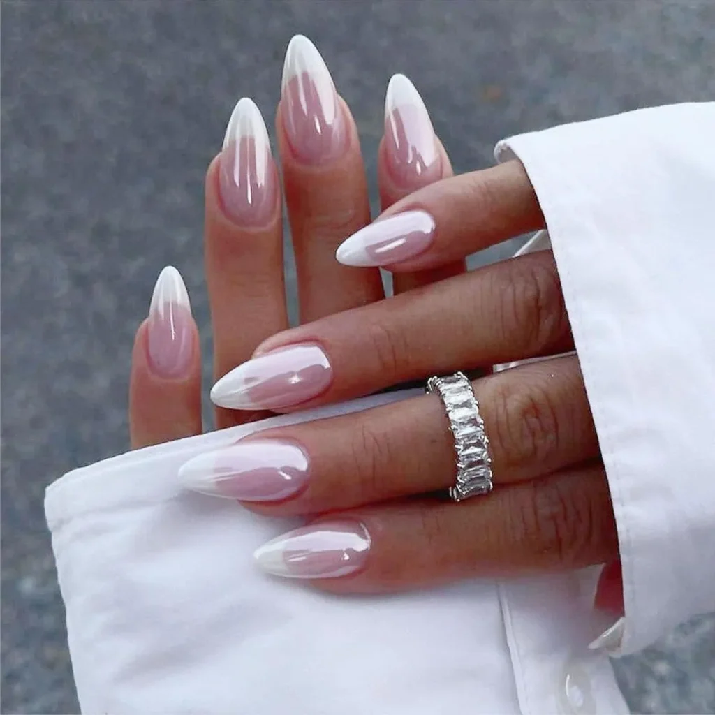white chrome french tip nail designs
