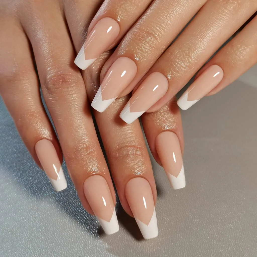 white french tip coffin nails