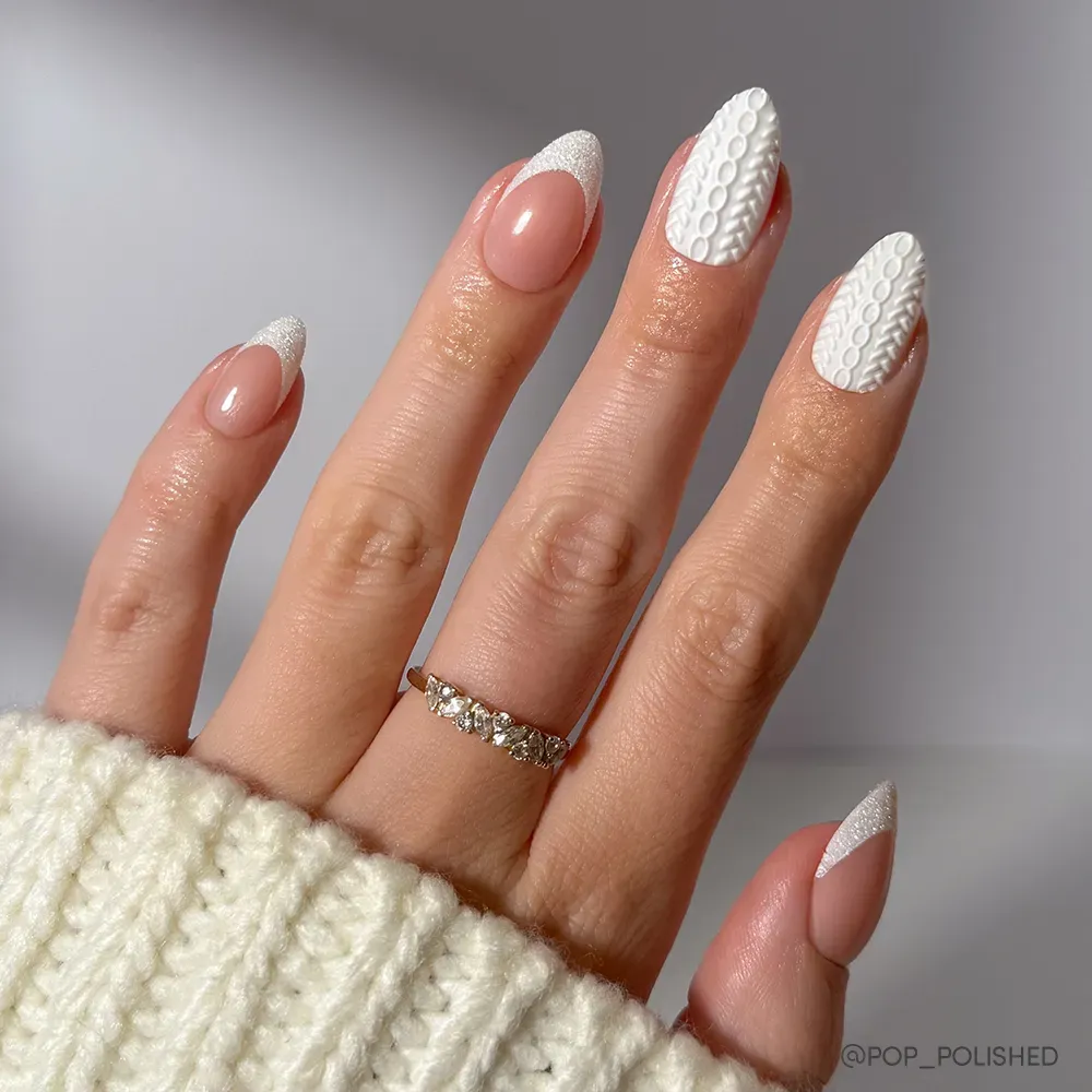 white french tip nail designs with sweater weather