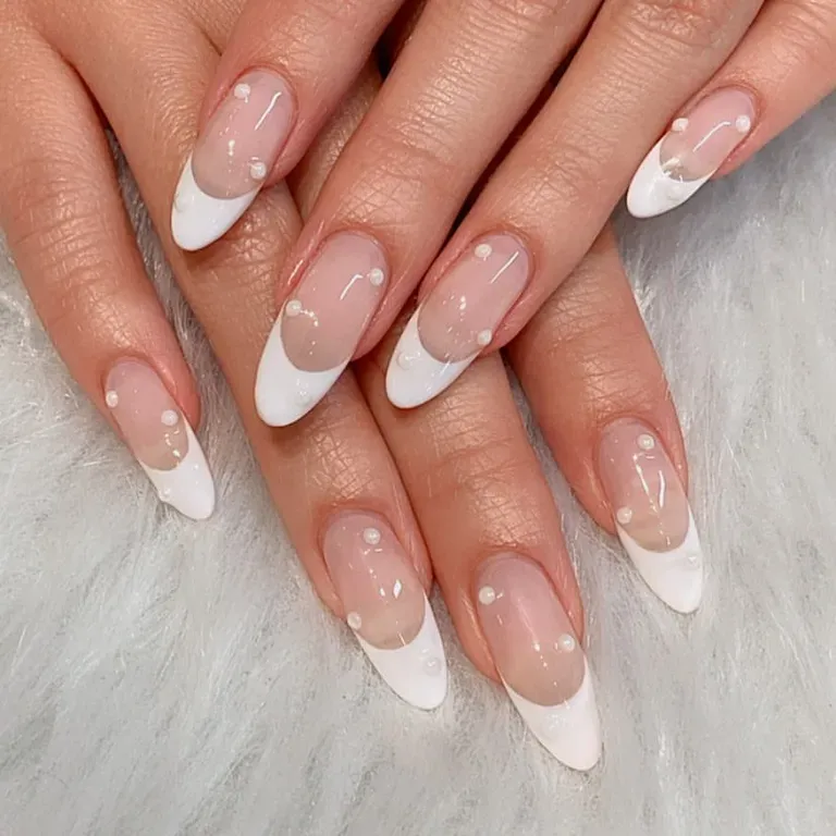 white french tip nails inspo for wedding