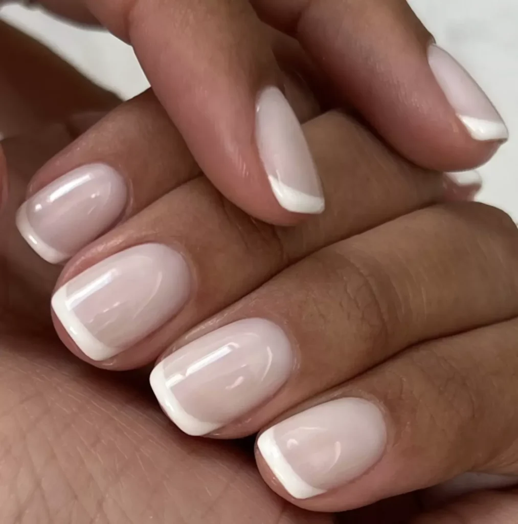white french tip squoval nails